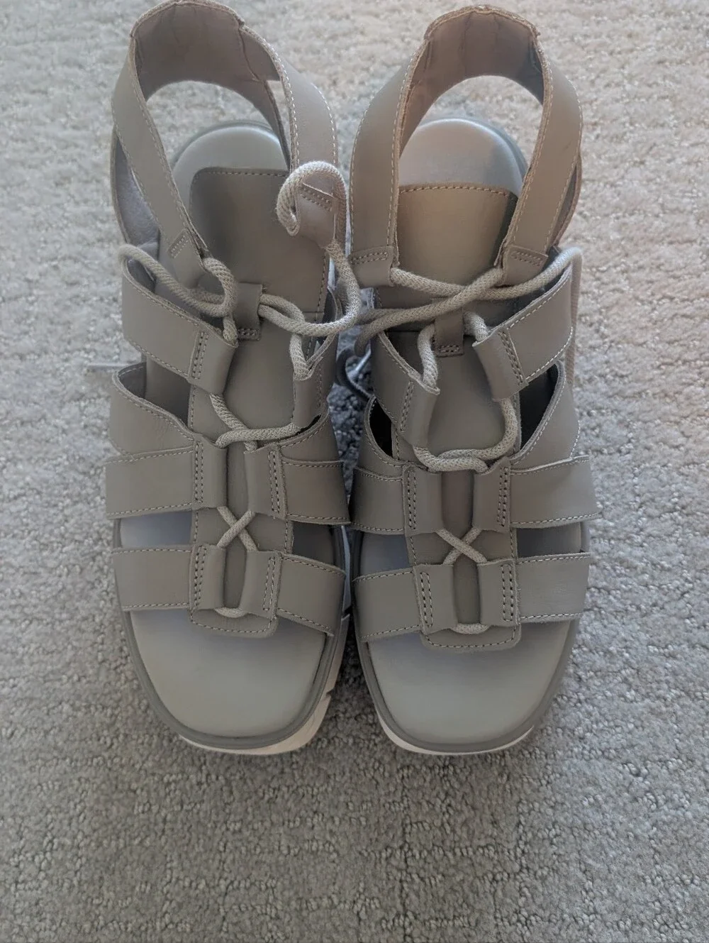 Sorel Gray Strappy Wedge Sandals